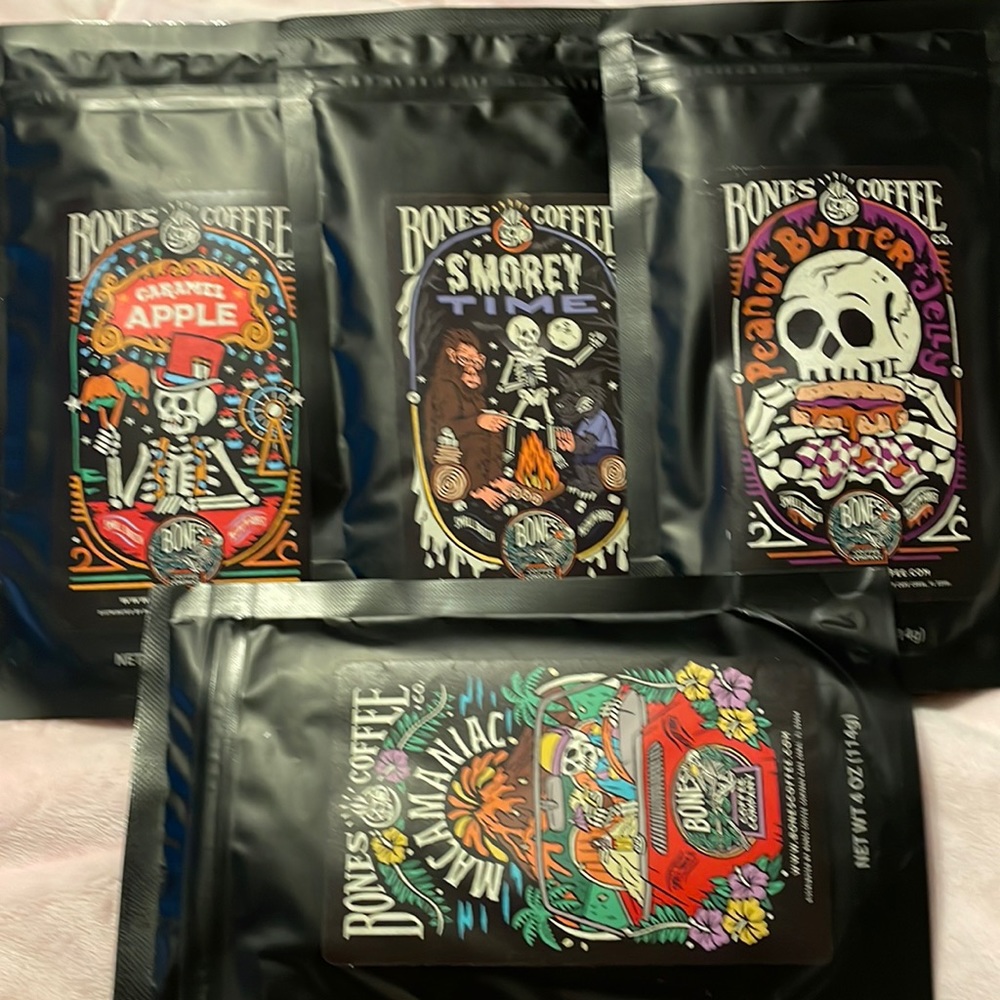 Good Morning! Skull (CoffeeCupLogo) Bones Coffee 4pcs See Pic/Site for Details